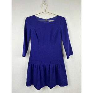 Eliza J Drop Waist Purple Dress Women's Size 8 Long Sleeve Y2K Vibe Faux Pockets